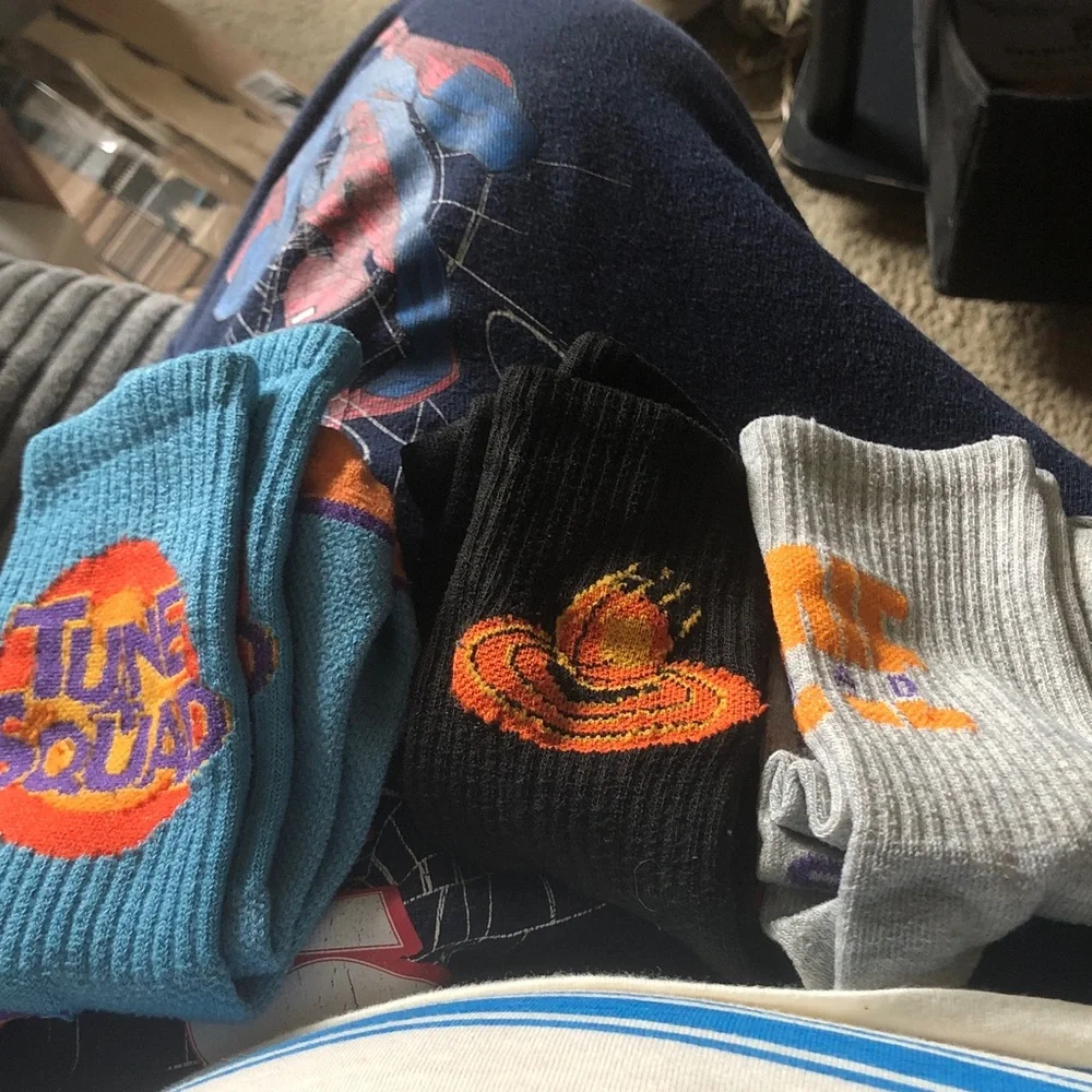 Tune Squad & Graphic Crew Socks - 3-Pack (Blue, Black, Gray)